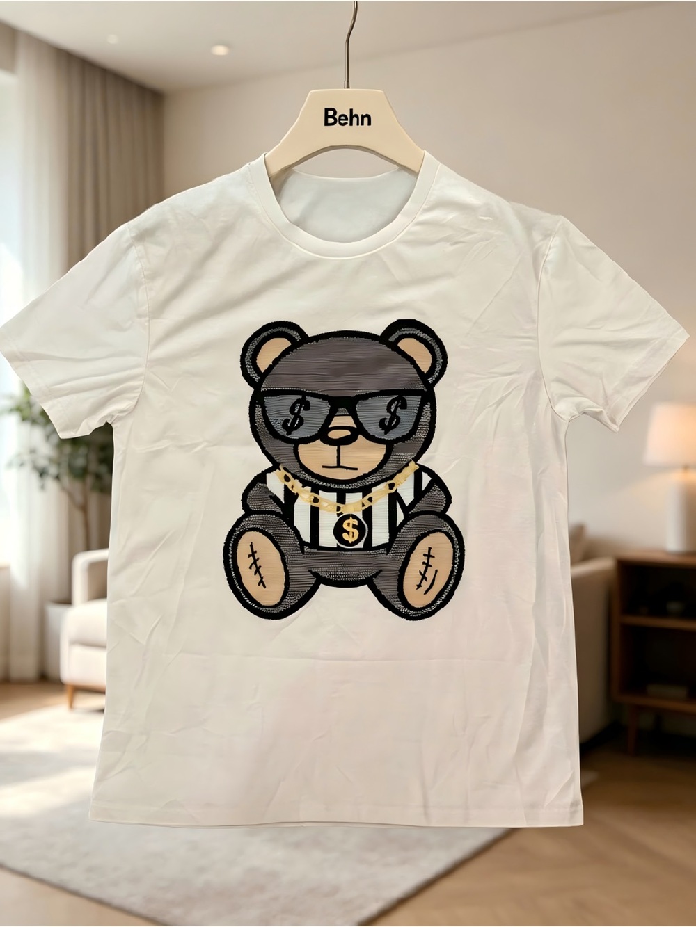 White Short Sleeve Teddy Graphic Womens Mens T-shirt Unisex